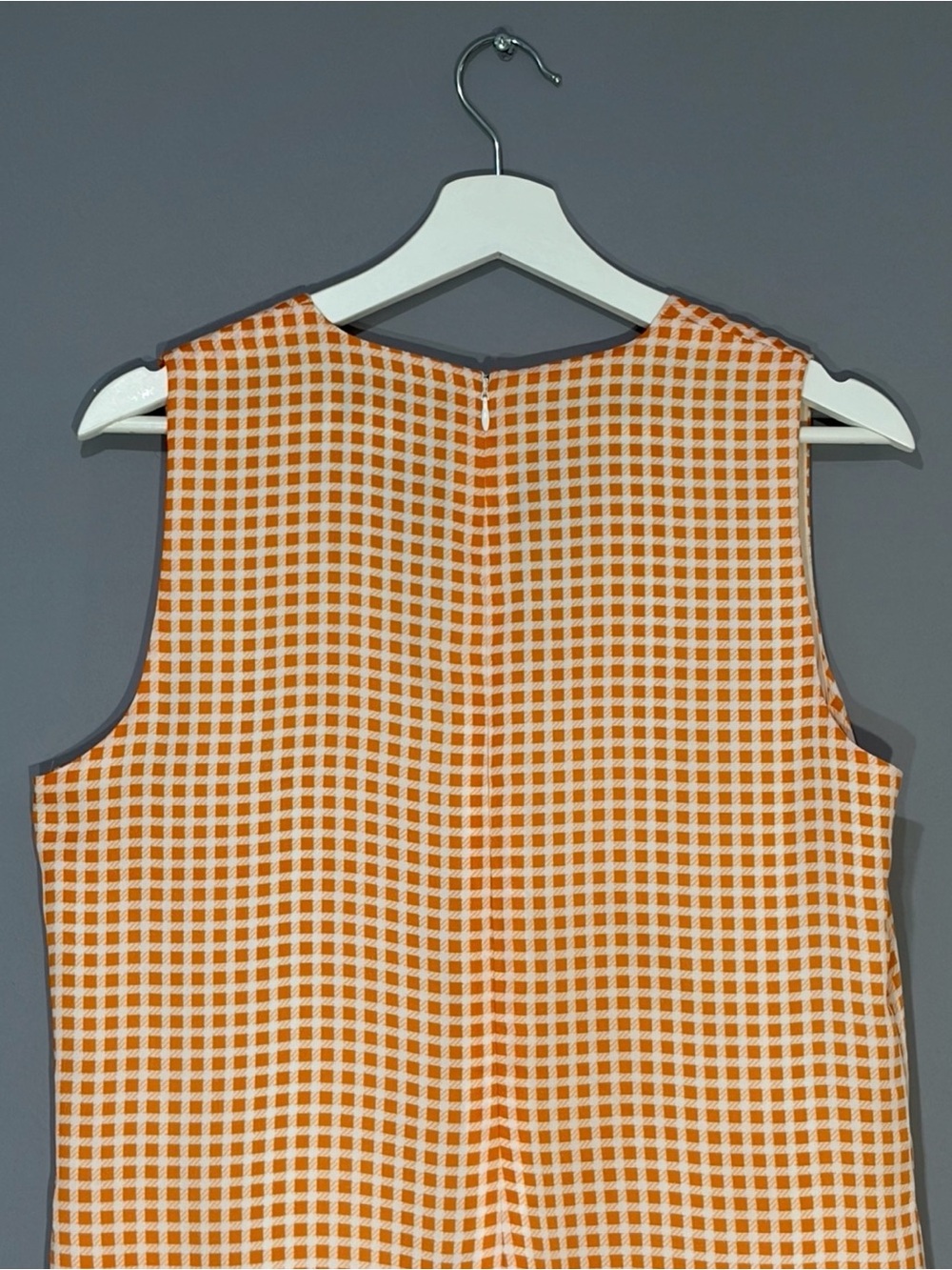 Club Monaco Orange Gingham V-Neck A-Line Maxi Dress Size 8 - Picture 9 of 13